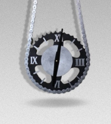 Black-Grey Handcrafted Bike Chain Sprocket Wall Clock!"
