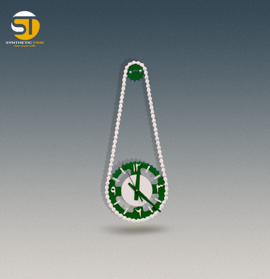 Green-White Handcrafted Bike Chain Sprocket Wall Clock!"